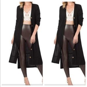 Long Line Cardigan Button Duster